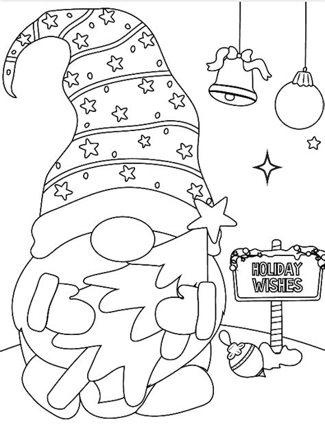 printable cute christmas gnome coloring pages