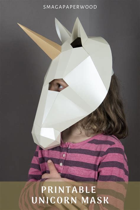 printable unicorn mask  poly mask unicorn papercraft etsy