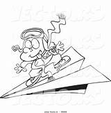 Paper Flying Cartoon Airplane Pilot Plane Coloring Vector Boy Outlined Drawing Getdrawings Ron Leishman Getcolorings Royalty sketch template