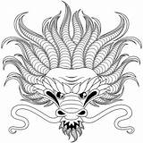 Dragon Coloring Head Dragons Chinese Adult Pages Zentangle Colouring Drawing Kids Year Justcolor Vector Book sketch template