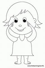 Body Coloring Parts Eyes Pointing Outline Clipart Child Pages Part Girl Worksheets Kid Human Flashcard Printable Color Drawing Preschool Face sketch template