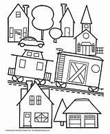 Coloring Town Pages Christmas Toys Train Printable Sheet Toy Kids Fun Sheets Honkingdonkey Children Shopping Color City Drawings Comments Cars sketch template