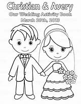 Coloring Wedding Pages Kids Bride Groom Colouring Printable Couple Personalized Book Activity Ring Pdf Cartoon Books Favor Color Etsy Template sketch template