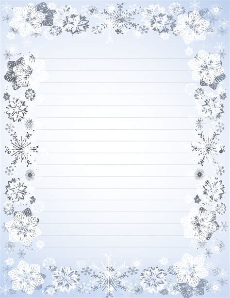 printable lined paper  snowflake border christmas border etsy