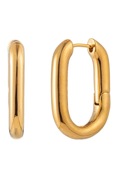 eye candy los angeles square huggie 24k gold plated brass earrings