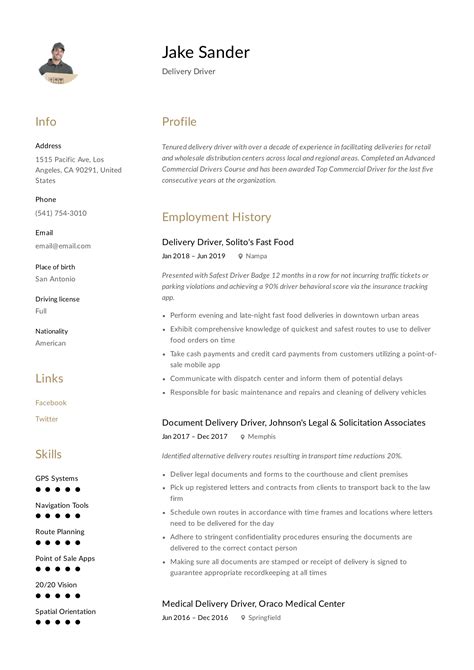 delivery driver resume writing guide  resume examples