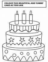 Cake Coloring Kids Pages Birthday Drawing Printable Template Simple Color Beautiful Cakes Coloring4free Print Happy Painting Clipart Drawings Torta Pdf sketch template