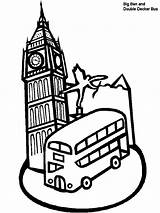 Coloring Pages England London Bus Ben Tower Big Clock Landmarks Kids Double Decker Print Collection Around Famous Colouring Cliparts Color sketch template