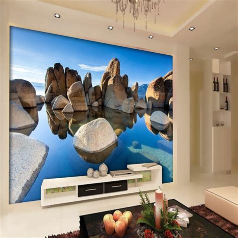 Beibehang 3d Wallpaper Home Decor Background Rock Coast