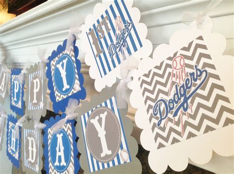 baseball la dodgers inspired happy birthday banner royal blue