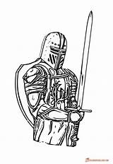 Coloring Knight Pages Knights Drawing Print Medieval Sword Visit sketch template