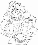 Coloring Eating Hamburgers sketch template