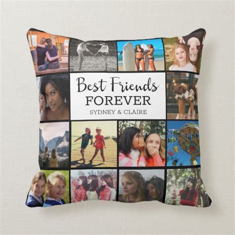 best friends forever photo collage friendship throw pillow zazzle ca