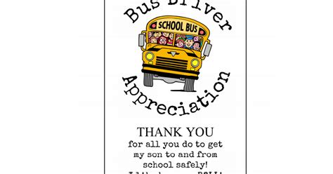 bus driver appreciation card   words