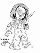 Chucky Coloring Pages Color Colouring Sheets Halloween Easy Drawing Annabelle Skull Horror Films sketch template