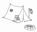 Tent Camping Campfire Getcolorings Scouts Designlooter sketch template