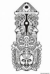 Pages Totem Aztec Mayan Coloring Inca Mayans Inspiration Adult Incas Adults Aztecs Masks Color Printable Kids Maya Print Totems Inspired sketch template