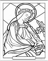Coloring Saint Catholic Stained Glass Saints Pages Virgin Female Color Sheet Print Mary Sheets Church Blessed Rosary Saintanneshelper Patroness sketch template
