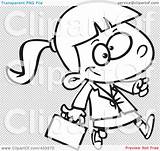 Coloring Girl Carrying Briefcase Illustration Line Business Rf Royalty Clipart Toonaday sketch template