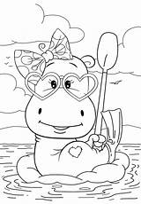 Coloring Pages Hippo Resting Kids Cuties Cute из категории раскраски все Color Bontontv sketch template