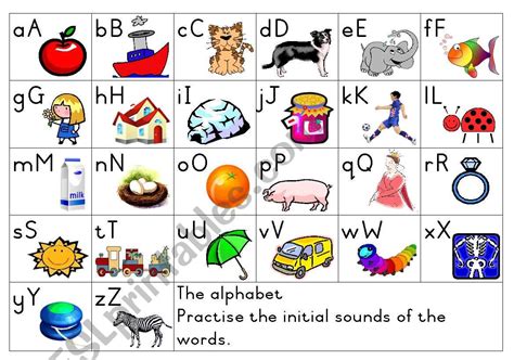 alphabet initial sounds poster esl worksheet  joeyb