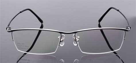 mens titanium half rimless rectangular eyeglass frames glasses