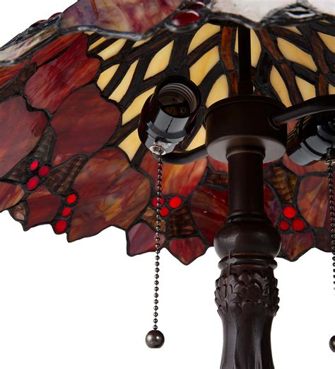 tiffany inspired fall leaves stained glass table lamp lamps and