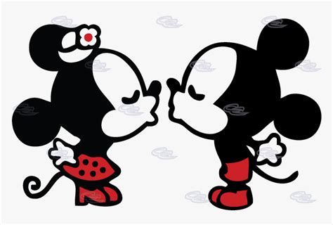 mickey mouse  minnie kissing cute