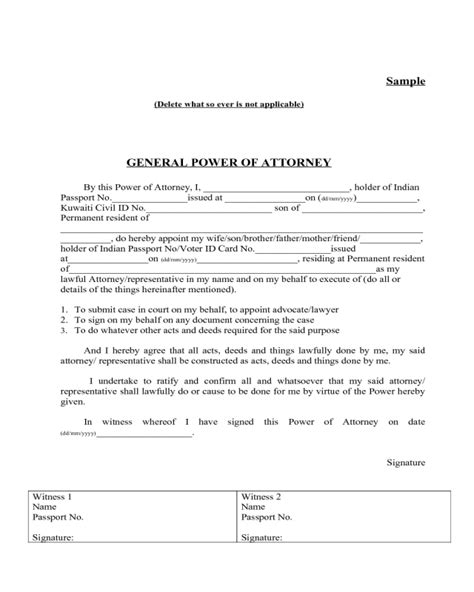 printable general power  attorney