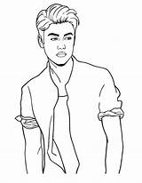 Justin Bieber Coloring Posing Colouring Pages Netart sketch template
