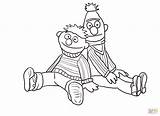 Ernie Bert Coloring Pages Sitting Printable Leaning Sesame Street Drawing Games sketch template