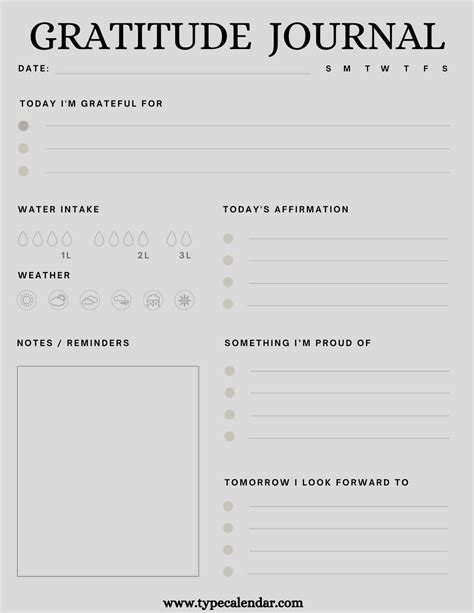 printable gratitude journal templates  word