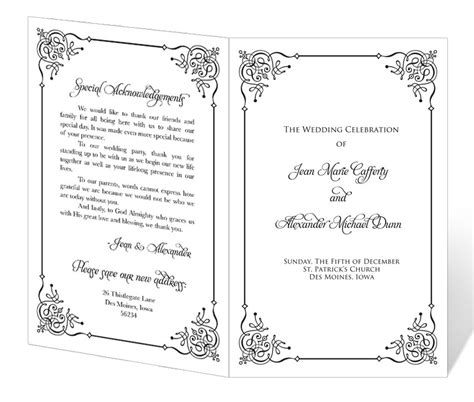 wedding ceremony program templates  mac