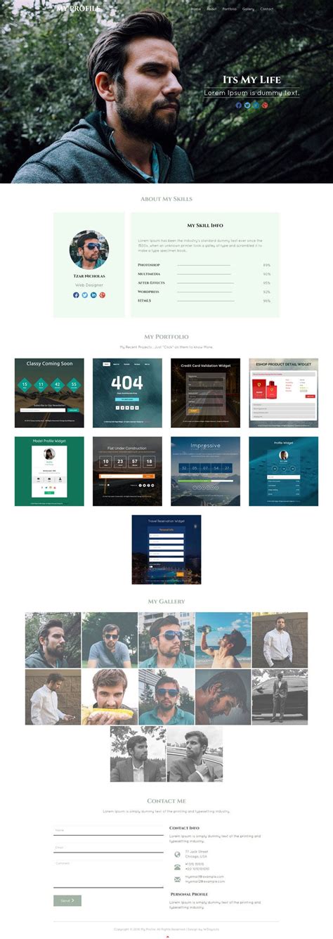 profile personal bootstrap website template wlayouts