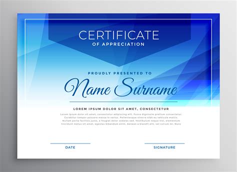 abstract blue award certificate design template   vector