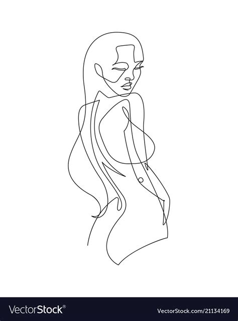 Female Figure Continuous Line Art Royalty Free Vector Image