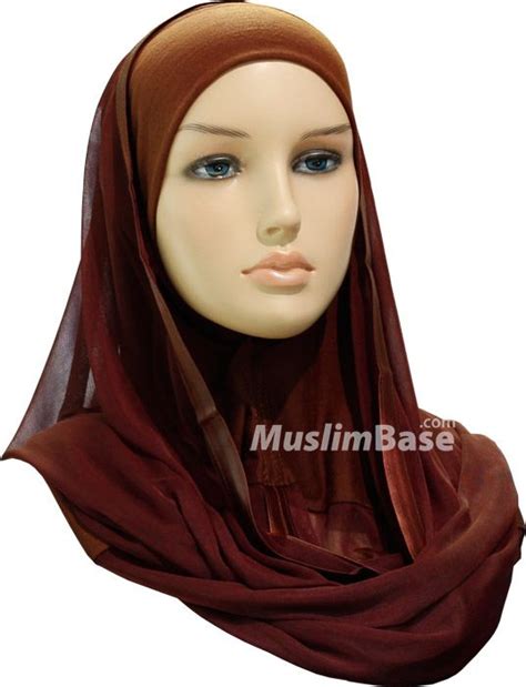 Kuwaiti Joint Hijabs Plain Chocolate Brown Muslimbase