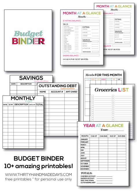 printable budget binder
