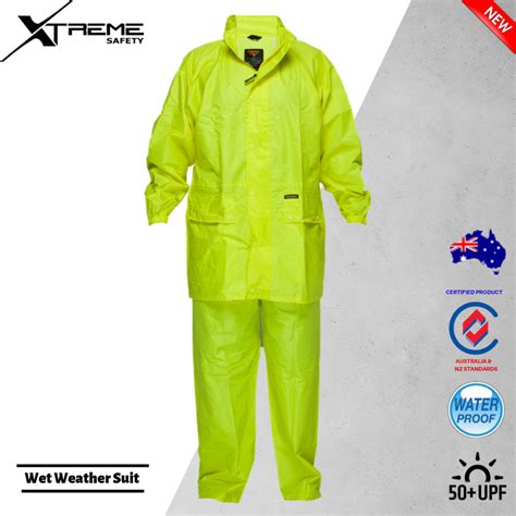 wet weather waterproof coverall  boiler suit workwear  vis hooded ebay
