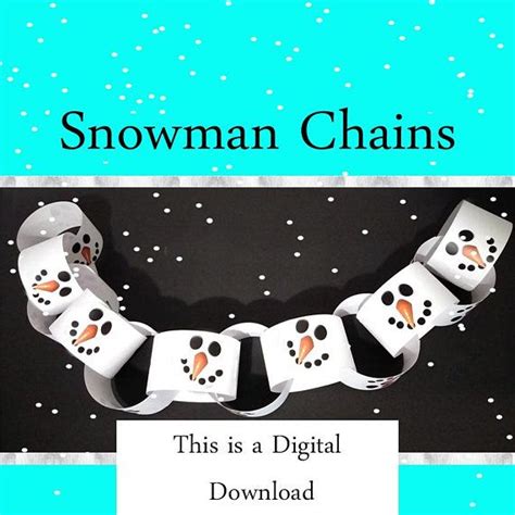 snowman christmas chain  print original art diy craft christmas snowman santas