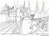 Cinderella Coloring Disney Pages Prince Dancing Wedding Girls Princess sketch template