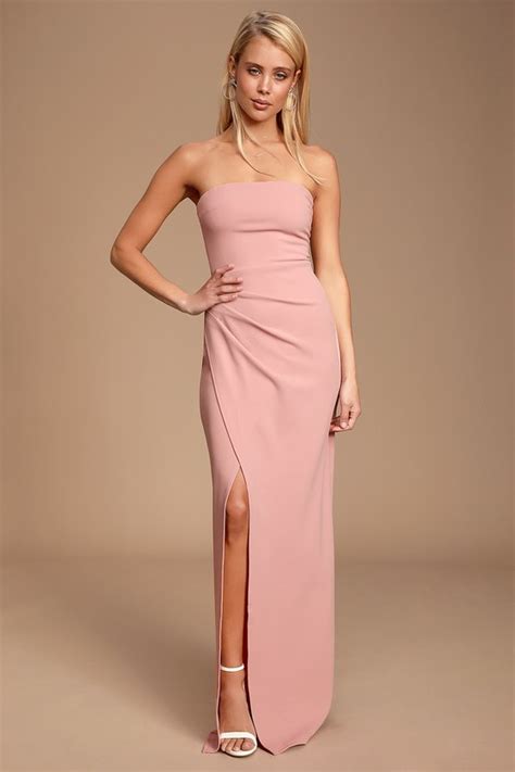 Sexy Maxi Dress Mauve Pink Maxi Dress Strapless Maxi Dress Lulus