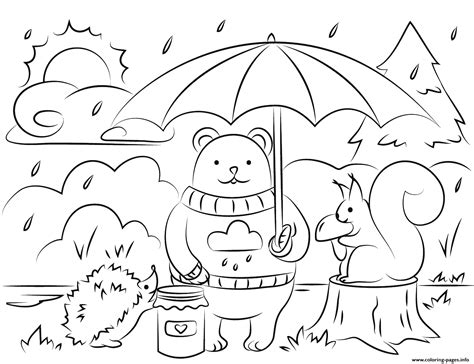 fall animals coloring page printable