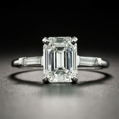 estate  carat emerald cut diamond engagement ring gia