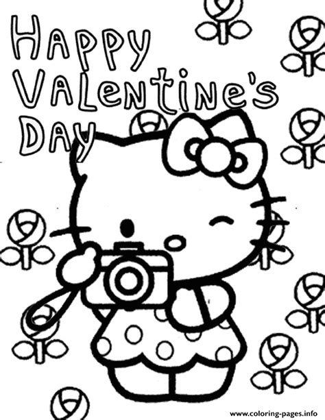 kitty  flowers valentines coloring page printable