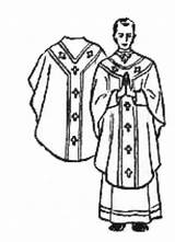 Priest Catholic Vestments Clipart Chasuble Mass Drawing Clergy Vestment Blessing Cliparts Robe Roman Clip Liturgical Cope Church Line Putting Eucharistic sketch template