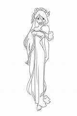 Coloring Giselle Enchanted Pages Popular Dress sketch template