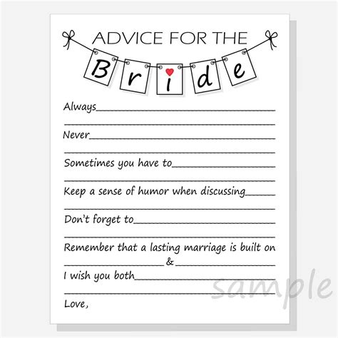 diy advice   bride printable cards   bridal shower