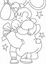 Coloring Teddy Bear Friendship Hug sketch template
