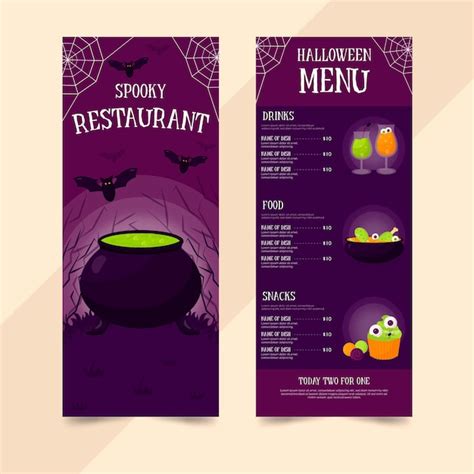 vector flat halloween menu template